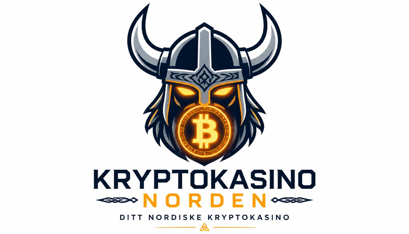 KryptoCasinoNorden-logo: vikinghjelm med en bitcoin-mynt